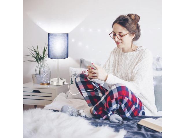 Set of 2 Touch Control Table Lamps with 2 USB Ports & AC Outlet, 3-Way Dimmable Bedside Nightstand Lamps for Living Room Nursery Office Bedroom,...