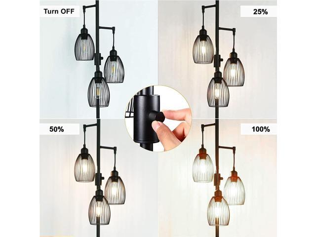 Dimmable Floor Lamp, 3 x 800LM LED Edison Bulbs Included, Farmhouse Industrial Floor Lamp Standing Tree Lamp with Elegant Teardrop Cage Heads Tall...