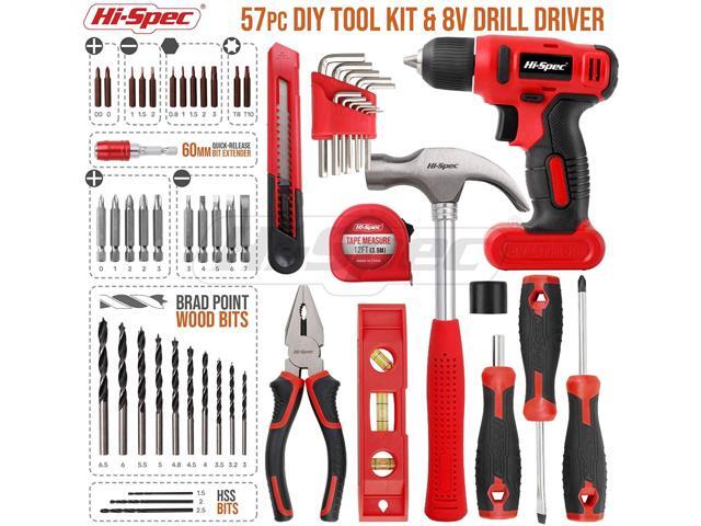 58pc Pink 8V USB Electric Drill Driver & Household Tool Kit Set. DIY Cordless Power Screwdriver