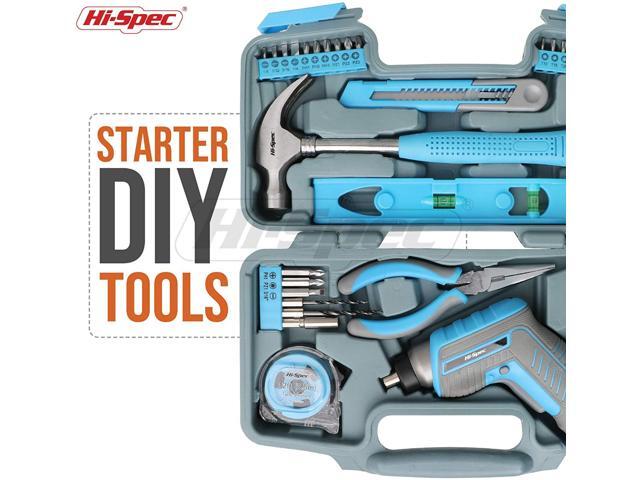 Electric Cordless Tool Set, 35pc Small Essential Blue 3.6V USB Power Screwdriver & Hand Tool Kit For The Home