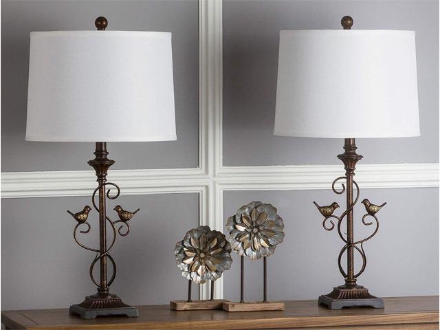 Rustic Farmhouse Oil-Rubbed Bronze 28-inch Bedroom Living Room Home Office Desk Nightstand Table Lamp Set of 2 (LED Bulbs Included)