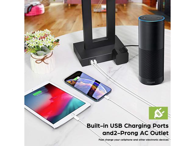 Set of 2 Touch Control Table Lamp with 2 USB Ports, 3-Way Dimmable Modern Nightstand Lamp Sets Bedside Touch Desk Lamp With Fabric Cream Shade For...