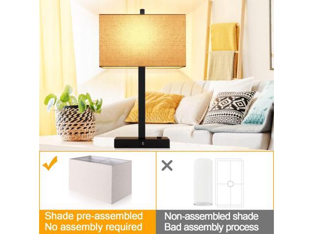 21-inch 2-piece bedside touch desk lamp with 2 USB charging ports and AC power sockets, 3-way dimmable bedside lamp and cream lampshade, suitable...