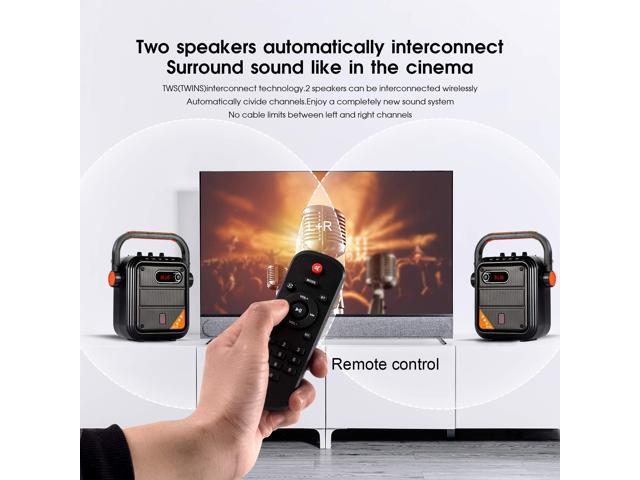 Karaoke Machine with 2 UHF Wireless Microphones,5200mAh Portable Microphone Speaker Set Bluetooth 5.0