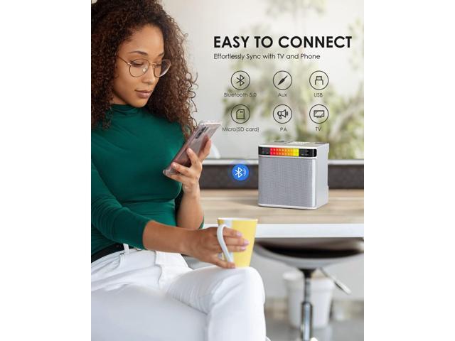 Karaoke machine for adults/children, with 2 wireless microphones, portable Bluetooth Karapa speaker system, LED lamp, TF/USB/AUX support, singing...