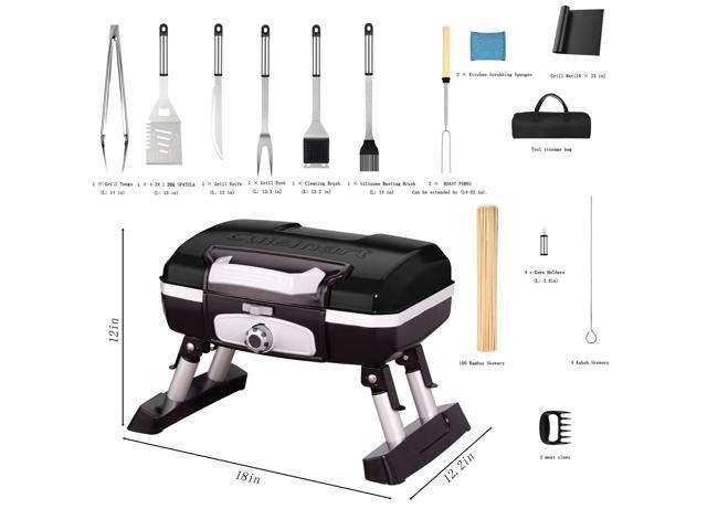 Portable propane grill and barbecue tool set
