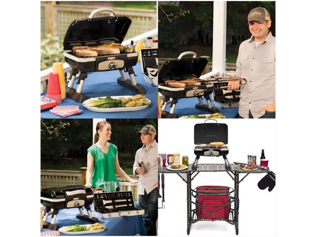 Portable propane grill and barbecue tool set