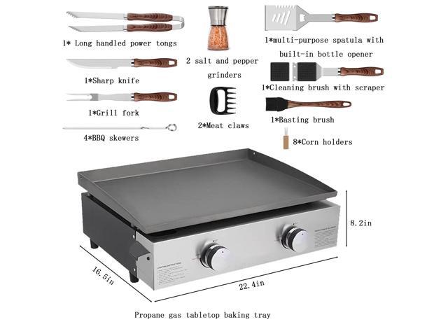 Portable propane grill and barbecue tool set