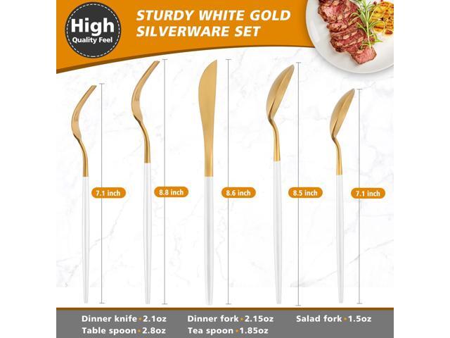 Wenger Matte White Gold Silverware Set, 20-Piece Stainless Steel Flatware Cutlery Set Service for 4, Satin Finish Kitchen Utensil Set,...