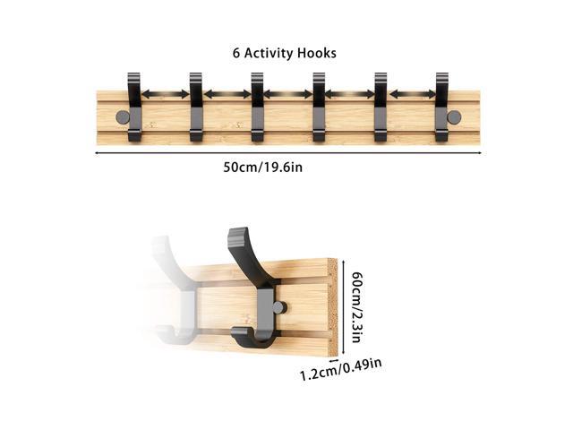 Wenger 6 movable hooks Heavy clothing hat rack made of bamboo (19.6in inches)