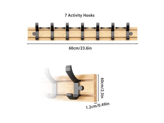 Wenger 7 movable hooks Heavy clothing hat rack made of bamboo (23.6 inches)