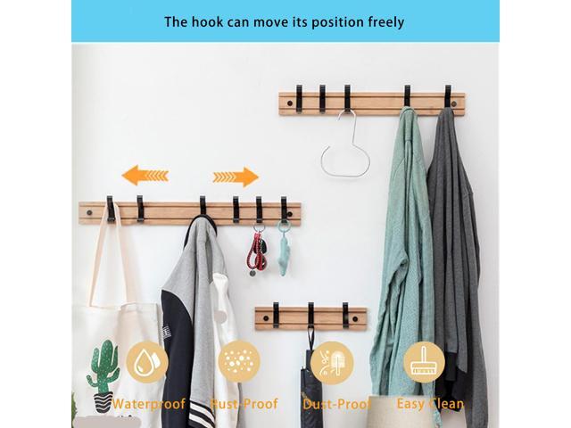 Wenger 7 movable hooks Heavy clothing hat rack made of bamboo (23.6 inches)