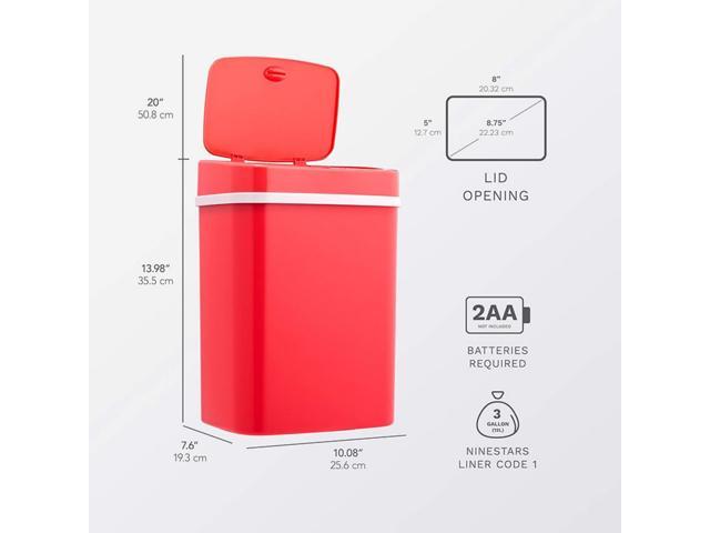 Wenger Smart Sensor Trash Can 12L Plastic, Fast Hands-Free Lid Opening, Adjustable Sensor Range, Knee and Hand Activation, Ideal for Modern Kitchen...