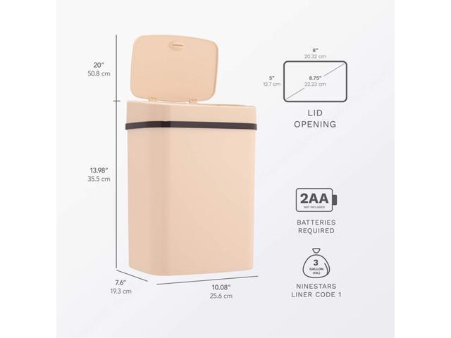 Wenger Smart Sensor Trash Can 12L Plastic, Fast Hands-Free Lid Opening, Adjustable Sensor Range, Knee and Hand Activation, Ideal for Modern Kitchen...