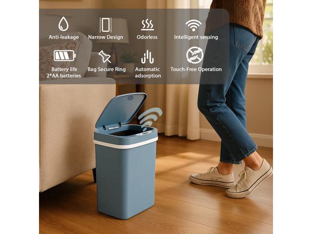Wenger Smart Sensor Trash Can 12L Plastic, Fast Hands-Free Lid Opening, Adjustable Sensor Range, Knee and Hand Activation, Ideal for Modern Kitchen...