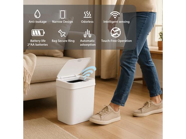Wenger Smart Sensor Trash Can 12L Plastic, Fast Hands-Free Lid Opening, Adjustable Sensor Range, Knee and Hand Activation, Ideal for Modern Kitchen...