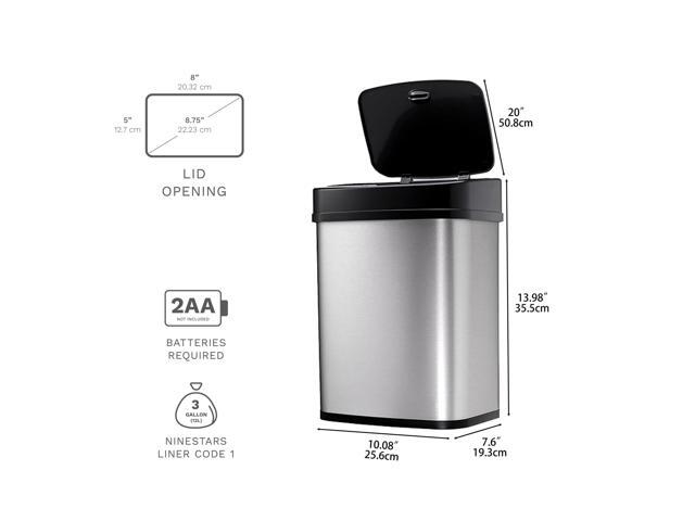 Wenger Kitchen Storage Bin 12L Stainless Steel Intelligent Sensor Trash Can with One-Touch Control and Adjustable Sensor Range for Home Organization