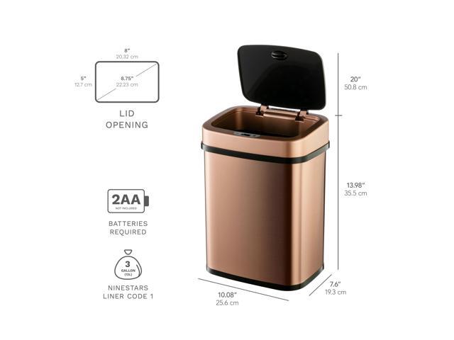Wenger Kitchen Storage Bin 12L Stainless Steel Intelligent Sensor Trash Can with One-Touch Control and Adjustable Sensor Range for Home...