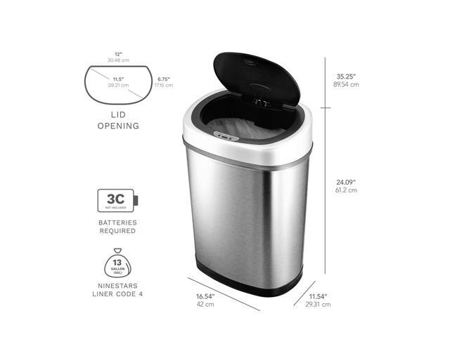 Wenger Stainless Steel Touchless Kitchen Trash Can 42L with Motion Sensor, Odor Control, Fingerprint-Resistant, Hidden Bag Ring, Waterproof,...