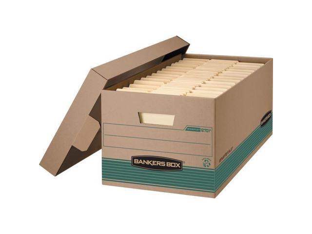 Fellowes 1270101 Stor/File Extra Strength Storage Box, Letter, Lift-Off Lid, Kft/Green, 12/Carton