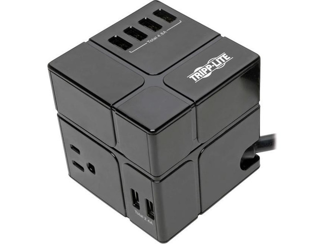 Tripp Lite Safe-IT Cube Surge Protector & Charging Station, 3-Outlets, 6-USB Fast Charging Ports, Antimicrorial Protection, 8ft / 2.4M Cord...