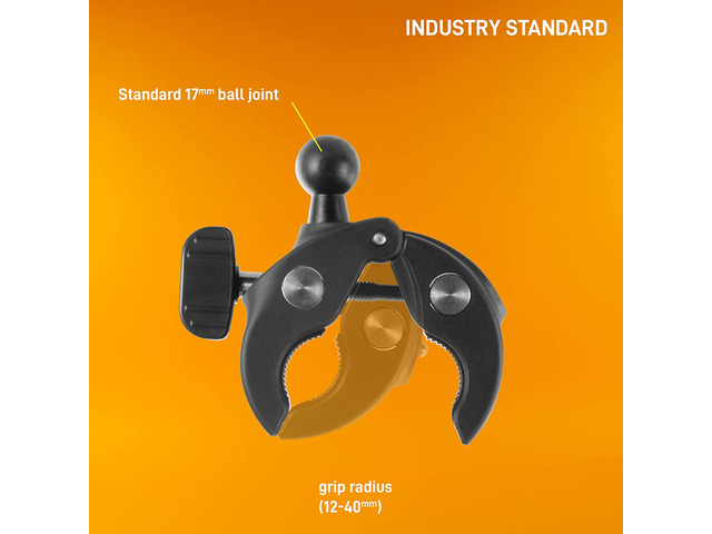 iBOLT 17mm Clamp Mount for Handlebars, Poles, Posts- Compatible with GoPro Hero Action Cameras, ¼ 20' Camera Screw adapters and Accessories, Garmin...