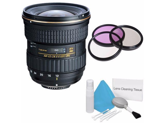 Tokina 12-28mm f/4.0 AT-X Pro APS-C Lens for Canon (International Model) +Deluxe Cleaning Kit + 77mm 3 Piece Filter Kit Bundle 2