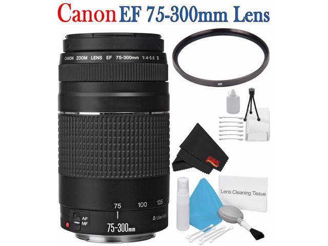 Canon EF 75-300mm f/4-5.6 III Telephoto Zoom Lens 6473A003 + 58mm UV Filter + Deluxe Starter Kit + Deluxe 3pc Lens Cleaning Kit Bundle