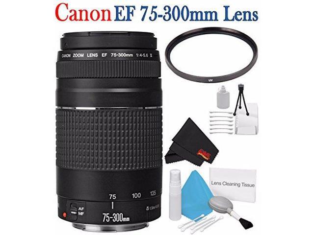 Canon EF 75-300mm f/4-5.6 III Telephoto Zoom Lens 6473A003 + 58mm UV Filter + Deluxe Starter Kit + Deluxe 3pc Lens Cleaning Kit Bundle