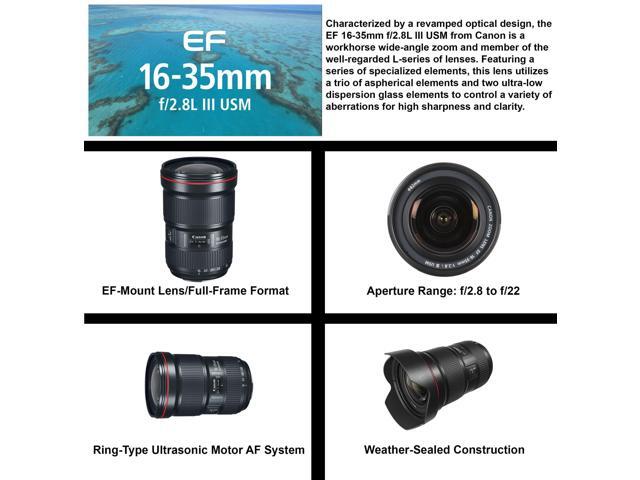 Canon EF 16-35mm f/2.8L III USM Lens (0573C002) Includes: DSLR Sling Backpack, 9PC Filter Kit, Sandisk 32GB SD + More