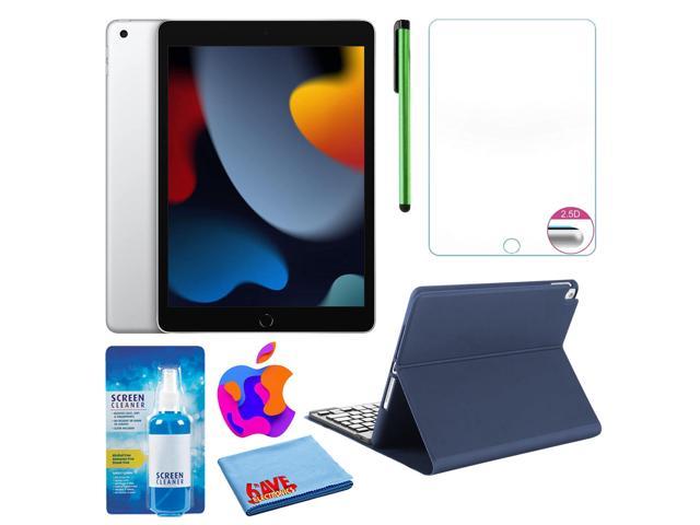 Apple 10.2' iPad (2021, 256GB, Wi-Fi, Silver) and Blue Keyboard Case Bundle