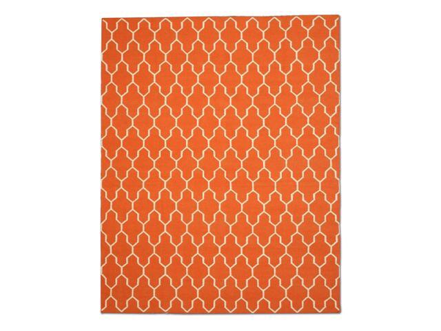 EORC DM12RT56X8 Handmade Wool Reversible Modern Moroccan Kilim Rug, 5'6 x 8', Orange