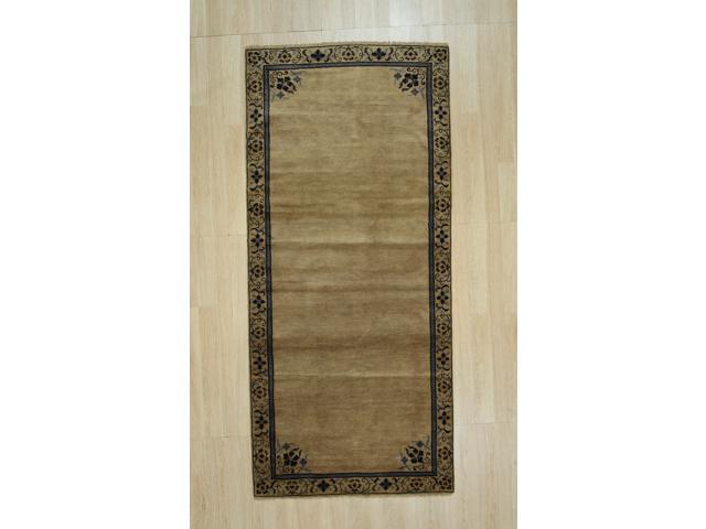 Handmade Wool Beige Transitional All Over Ningxia Rug, Made in India