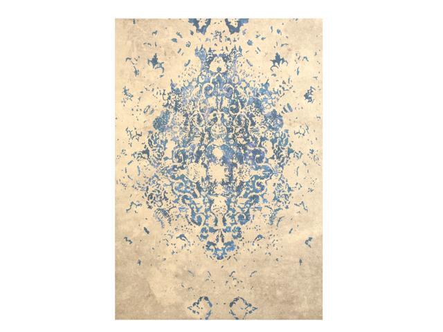 EORC FL15BL6X9 Machine-made Polyester Distressed Bohemian Moderno Medallion Rug, 5'11 x 8'10, Blue