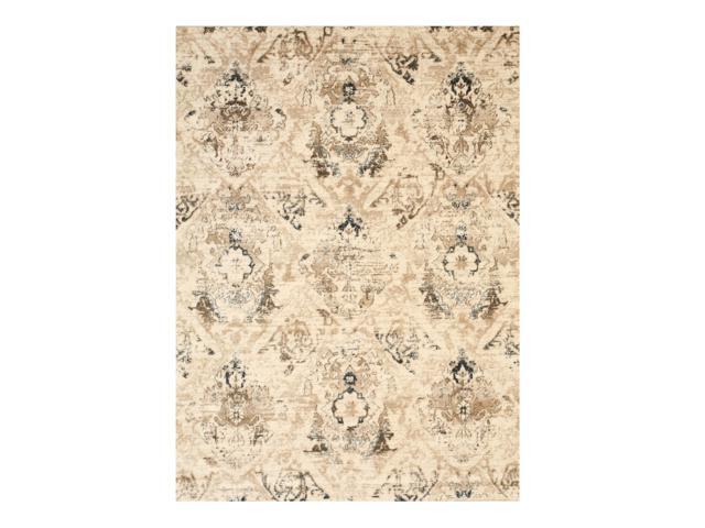 EORC FL34IV5X7 Machine-made Polypropylene Distressed Bohemian Isabella Rug, 5' 3 x 7' 3, Ivory
