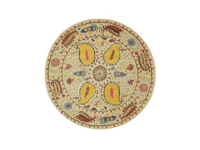 EORC IE61IV6X6R Hand-tufted Wool Paisley Rug, 6' Round, Ivory