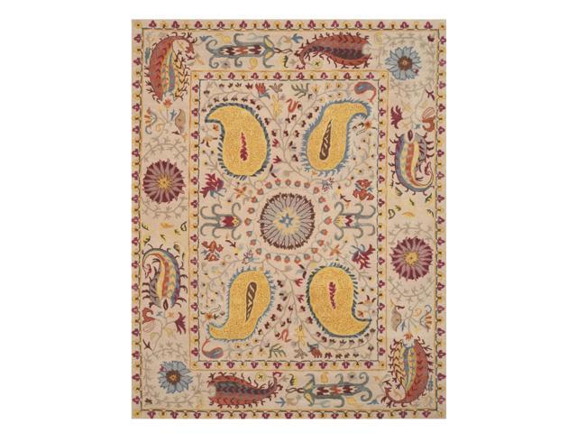 EORC IE61IV5X8 Hand-tufted Wool Paisley Rug, 5' x 8', Ivory