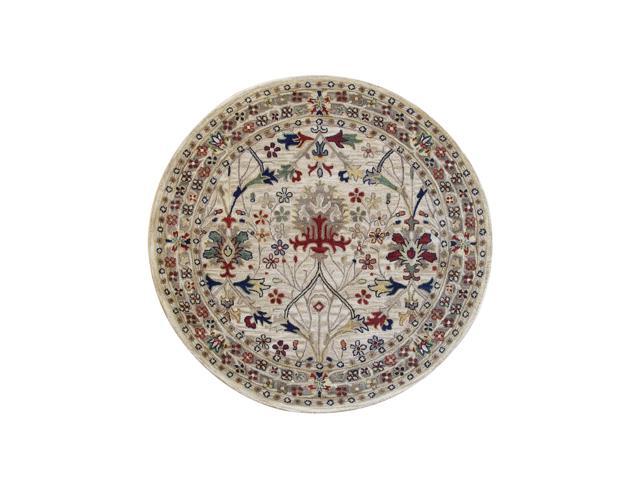 EORC OT31IV4X4R Hand-tufted Wool Morris Rug, 4' Round, Ivory