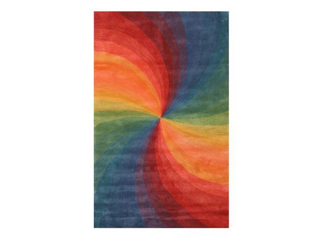 EORC T162MU4X6 Hand-tufted Wool Swirl Rug, 4' x 6', Lollipop
