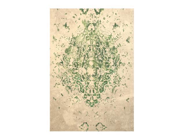 EORC FL15GN4X6 Machine-made Polyester Distressed Bohemian Moderno Medallion Rug, 4' 4 x 6' 3, Green
