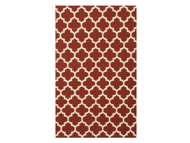 EORC DM75RD8X10 Handmade Wool Flatweave ReversibleMoroccan Rug, 8' x 10', Red