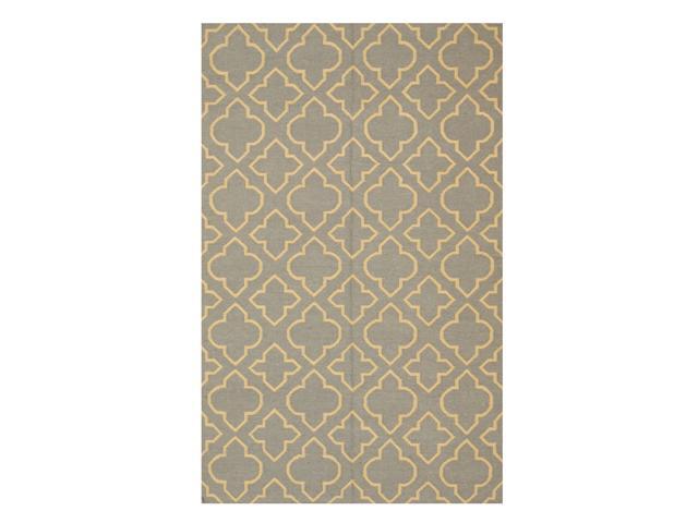 EORC DM87BL5X8 Handmade Wool Reversible Modern Moroccan Kilim Rug, 5' x 8', Blue