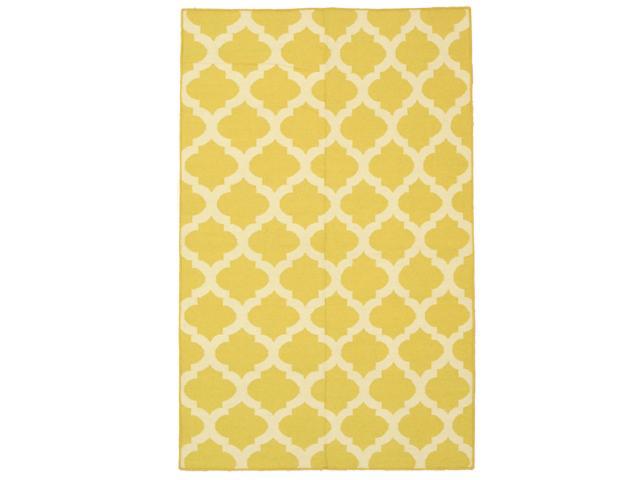 EORC DM93YL5X8 Handmade Wool Reversible Modern Moroccan Kilim Rug, 5' x 8', Yellow