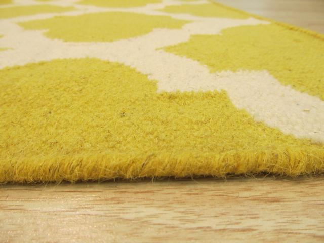 EORC DM93YL5X8 Handmade Wool Reversible Modern Moroccan Kilim Rug, 5' x 8', Yellow