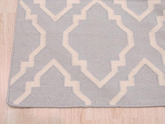 EORC DM94BL5X8 Handmade Wool Reversible Modern Moroccan Kilim Rug, 5' x 8', Blue