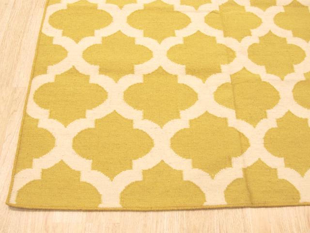 EORC DM93YL5X8 Handmade Wool Reversible Modern Moroccan Kilim Rug, 5' x 8', Yellow