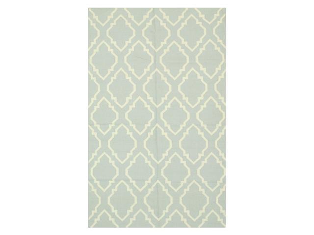 EORC DM94BL5X8 Handmade Wool Reversible Modern Moroccan Kilim Rug, 5' x 8', Blue