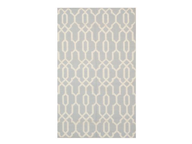 EORC DM98BL5X8 Handmade Wool Reversible Modern Moroccan Kilim Rug, 5' x 8', Blue