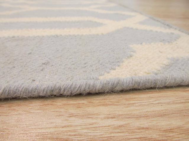 EORC DM98BL5X8 Handmade Wool Reversible Modern Moroccan Kilim Rug, 5' x 8', Blue