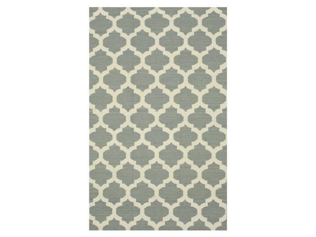 EORC DM73GY8X10 Handmade Wool Flatweave ReversibleMoroccan Rug, 8' x 10', Gray